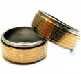 Anel Aço Inox Giratório/ Oração Pai Nosso Prata c/ Dourado 